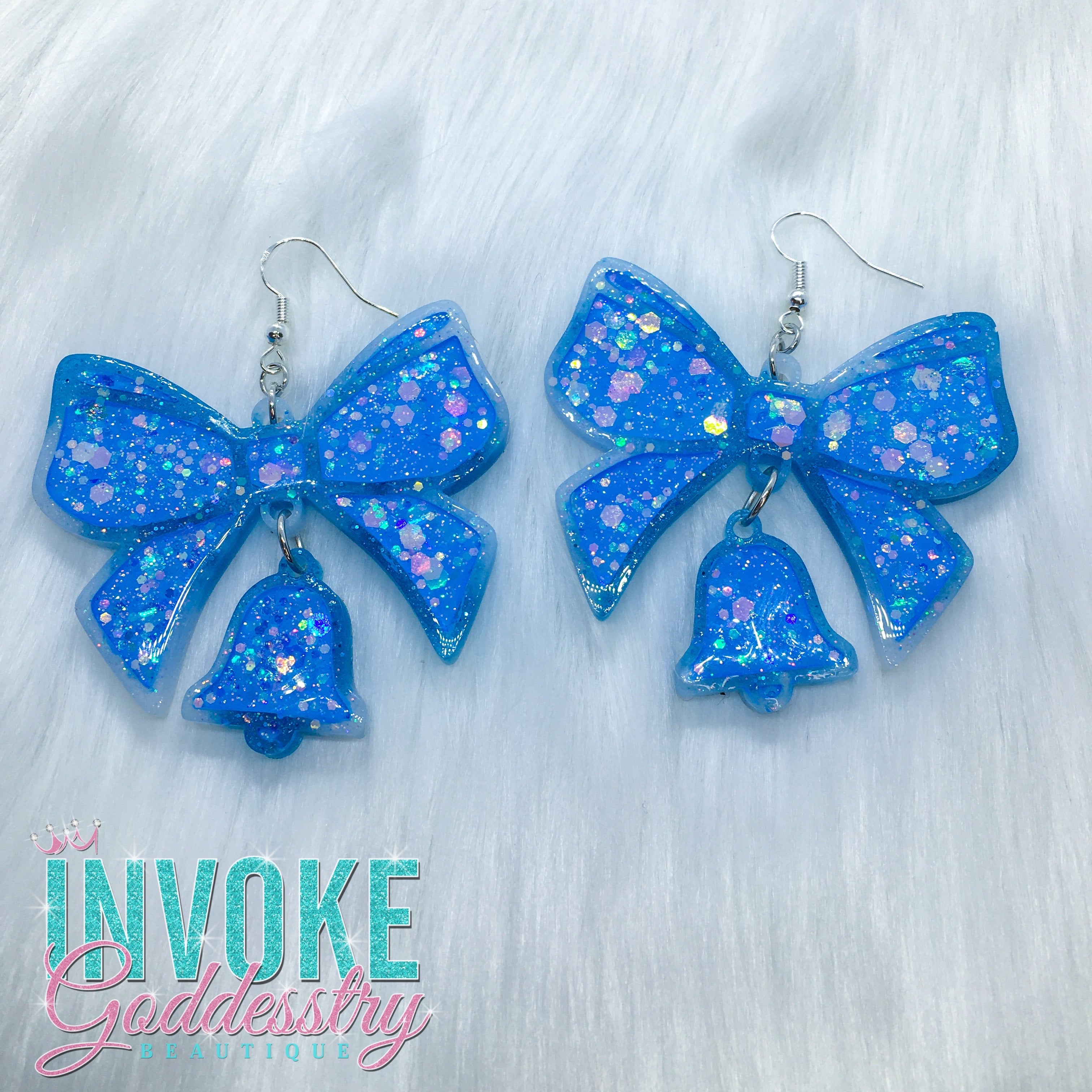 Skylight Blues” Bow Jingle Earrings – Invoke Goddesstry Beautique LLC